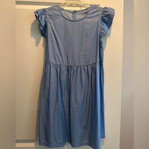 Chambray Double Flutter Sleeve Dress size Small EUC